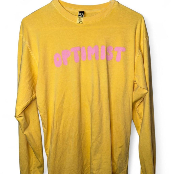 unbranded Tops - Optimist Yellow long sleeve tee with pink lettering